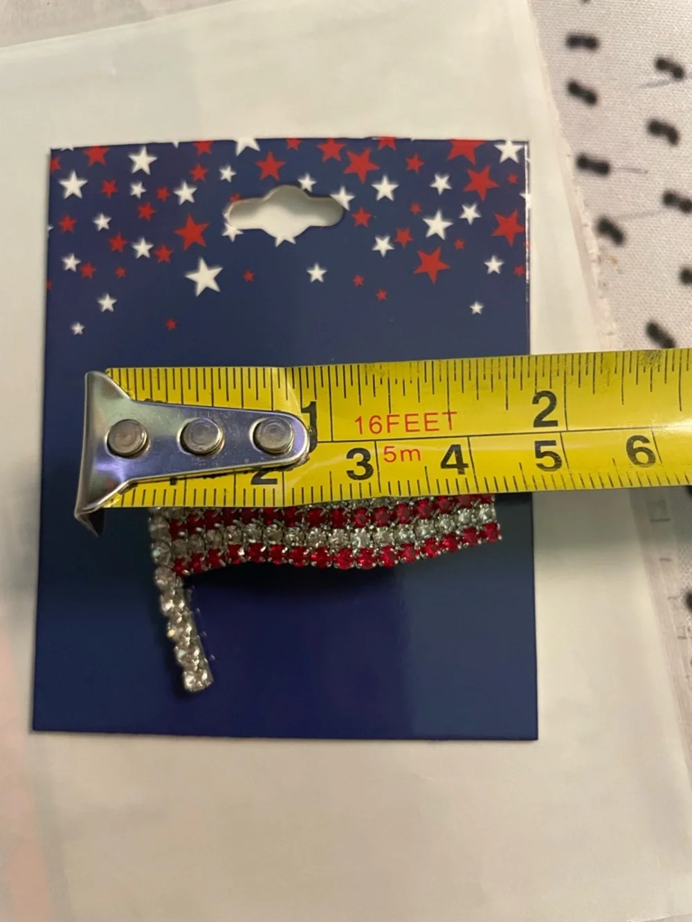 USA Rhinestone American Flag Pin - Red, White, Blue 250 Anniversary